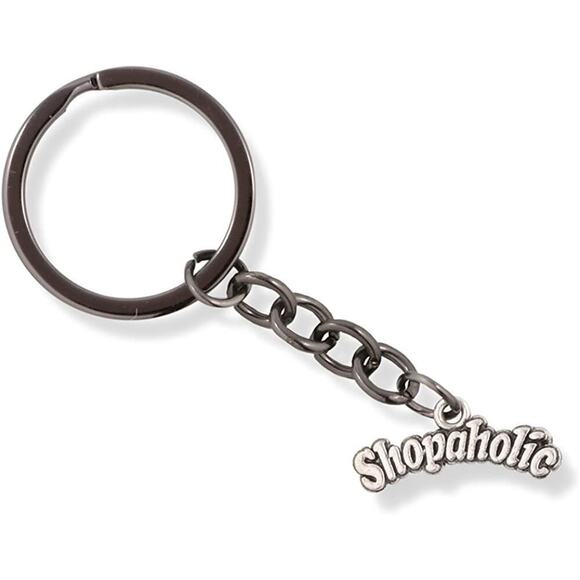 Shopaholic Text Charm Keychain - Picture 1 of 2